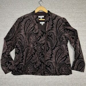 Coldwater Creek Sz‎ 16 Velvet Jacket Tank Top Set Metallic Paisley Whimsy Fairy